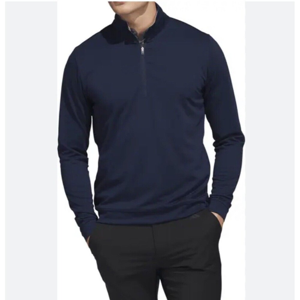 adidas Fk3691 red rock quarter zip golf pullover Men M Blue @L6